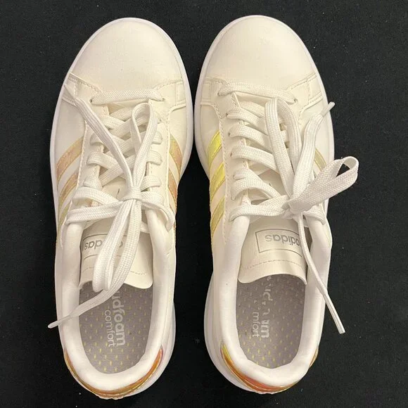 Adidas Grand Court - White/Iridescent Size 6 - Picture 2 of 4
